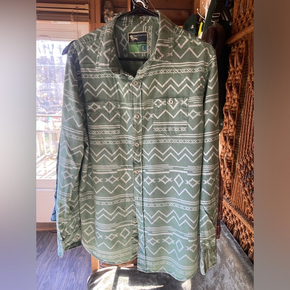 Green Aztec Button-up
